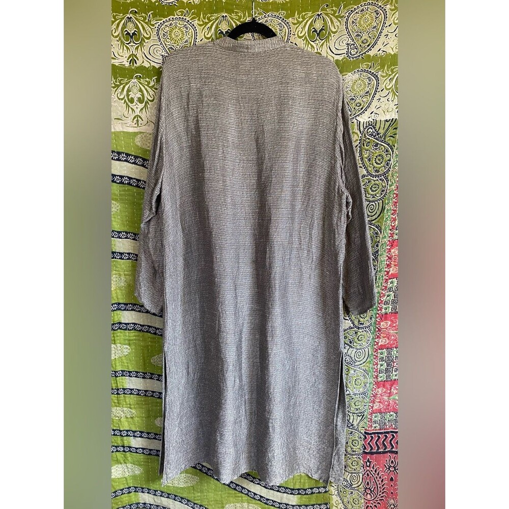 Eileen Fisher Yarn-Dyed Silk/ Linen Handkerchief Farmhouse Shirt Dress Size 1X - Picture 9 of 15